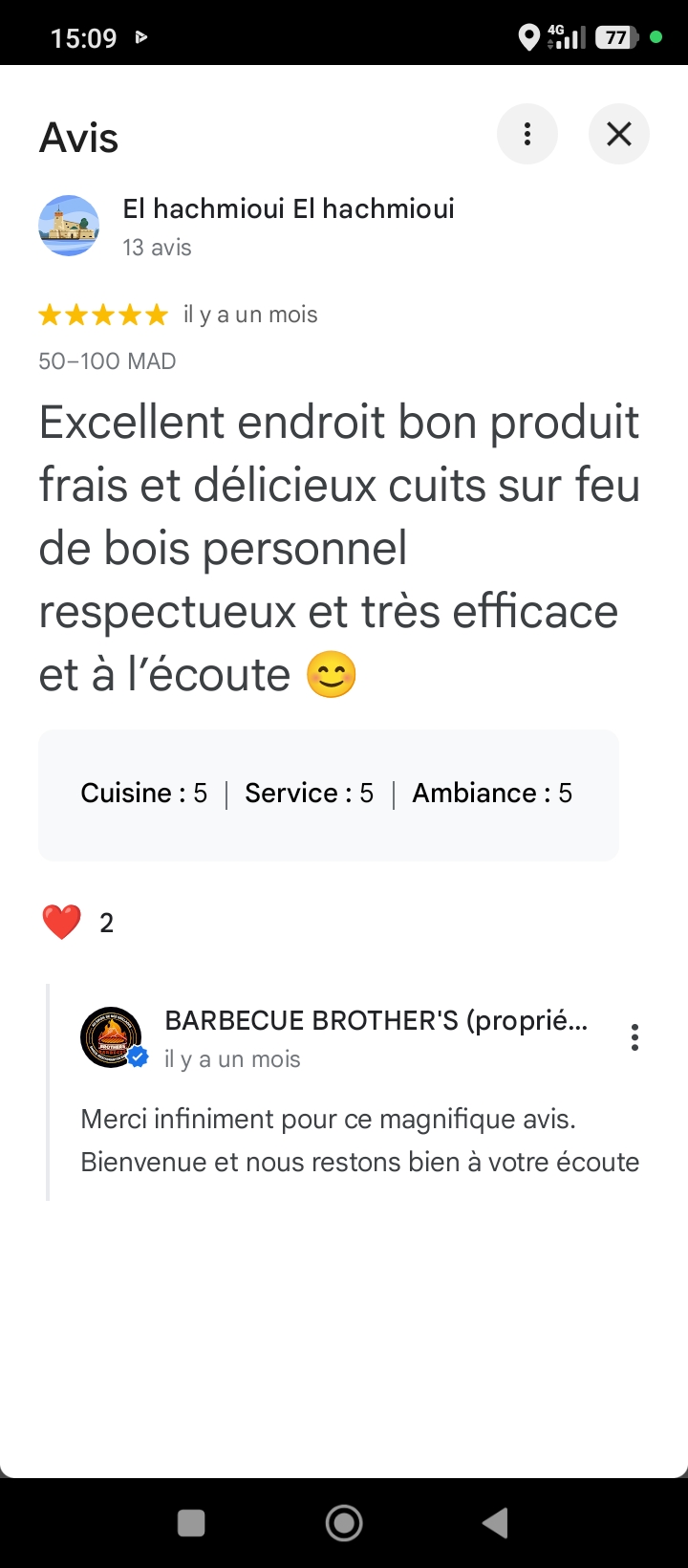 Avis 5 étoiles de El Hachmioui