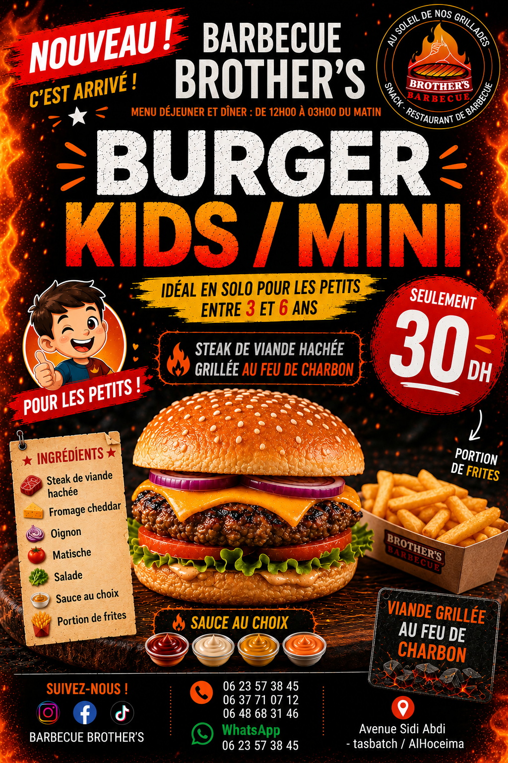 Nouveau Burger Kids / Mini à 30 DH